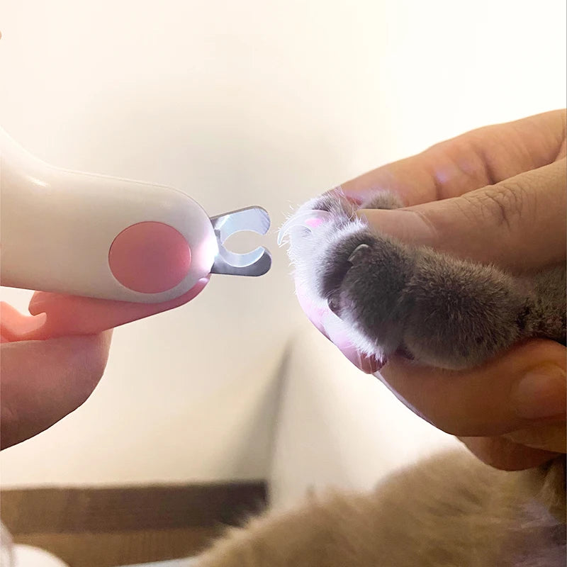 Cortador de unhas com luz LED para cães e gatos – corte seguro e preciso