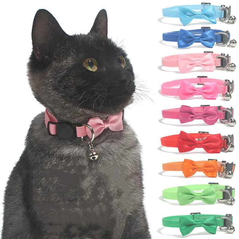 Adjustable Pet Collar with Bow & Bell – Cute & Comfortable