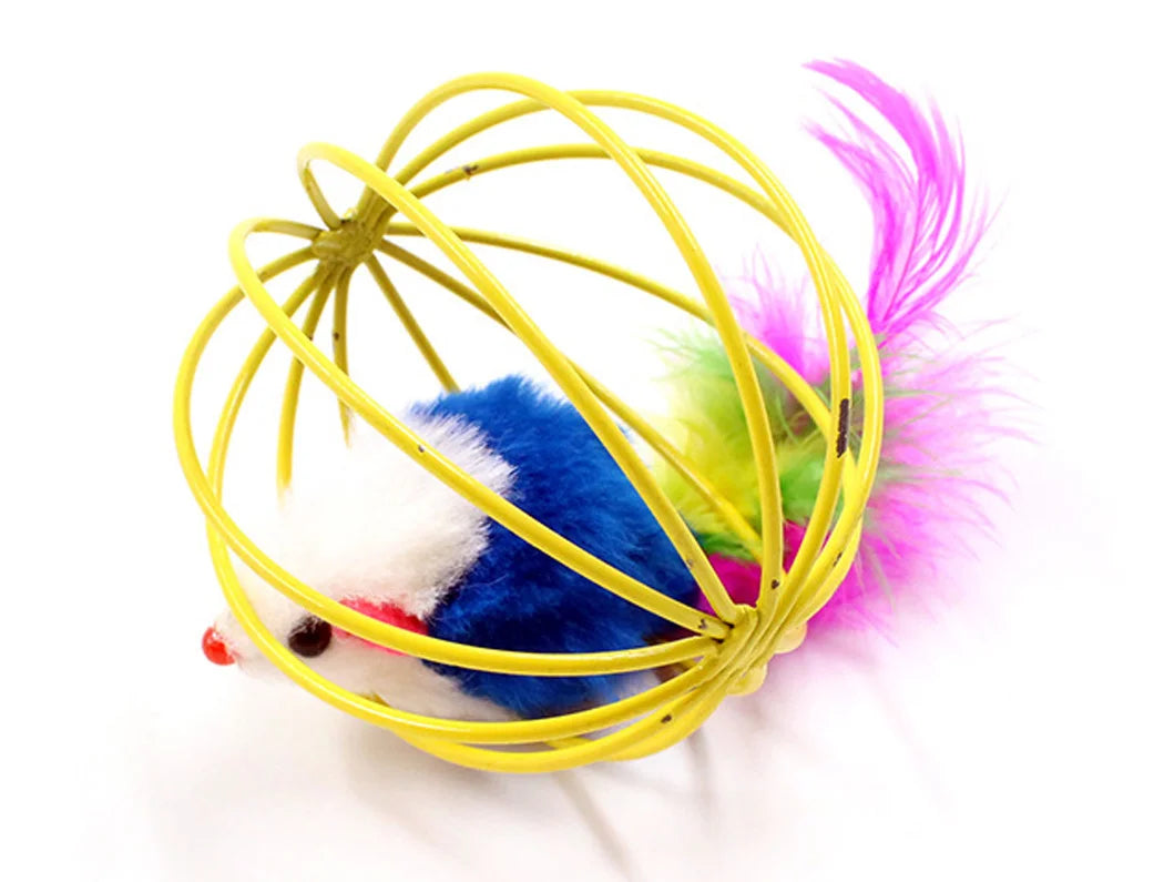 Funny Feather Mice Ball Cage – Exciting & Interactive Kitten Toy