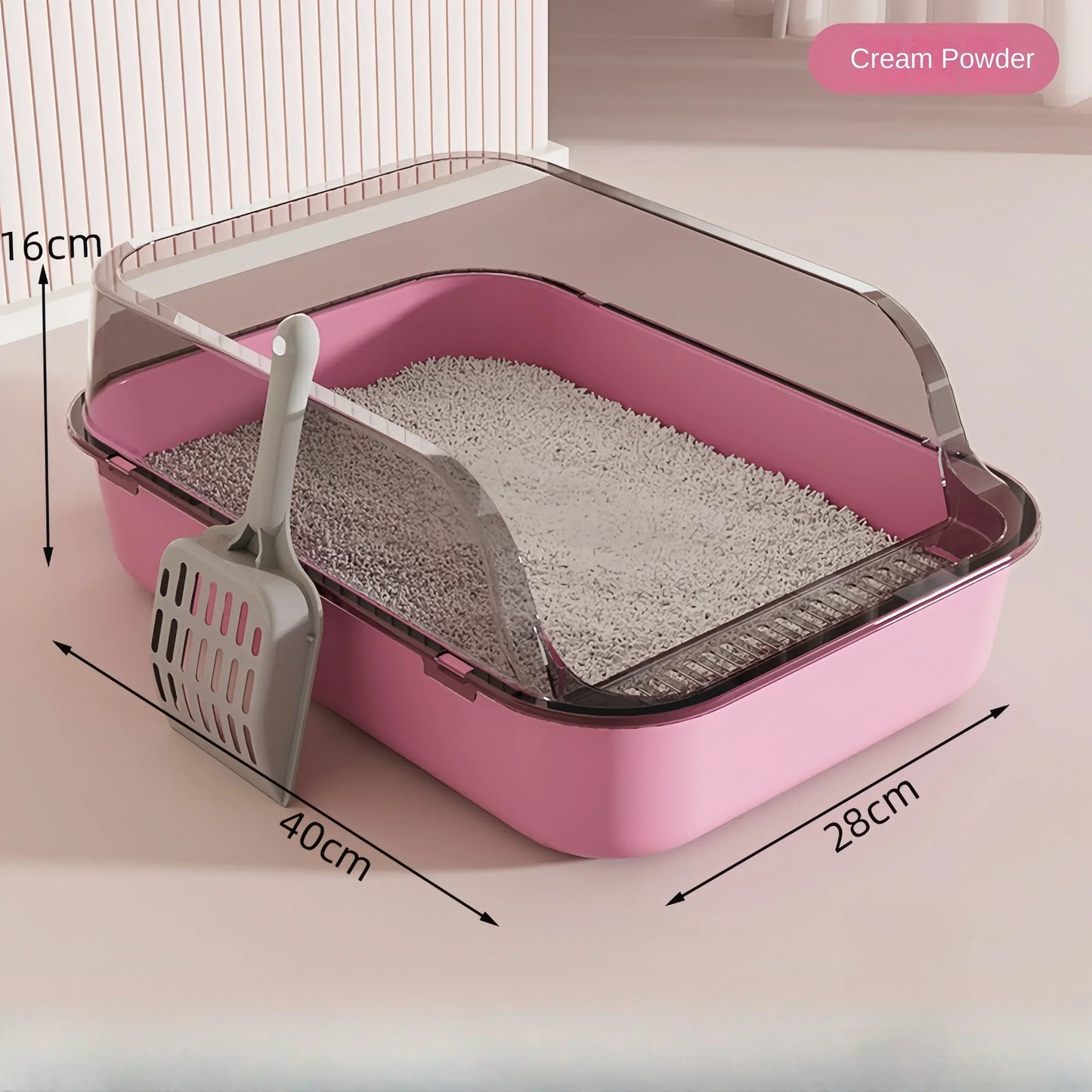 Open Cat Litter Box – Semi-Enclosed, High-Sided & Splashproof