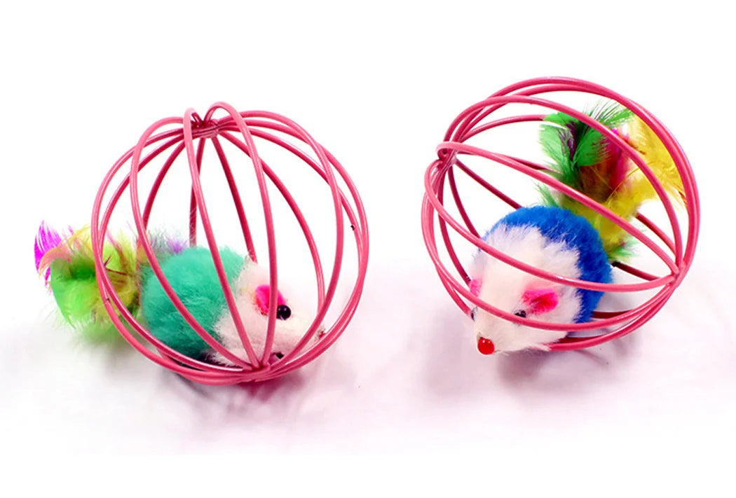 Funny Feather Mice Ball Cage – Exciting & Interactive Kitten Toy