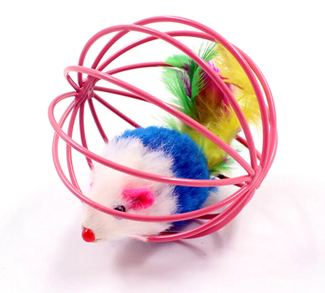 Funny Feather Mice Ball Cage – Exciting & Interactive Kitten Toy