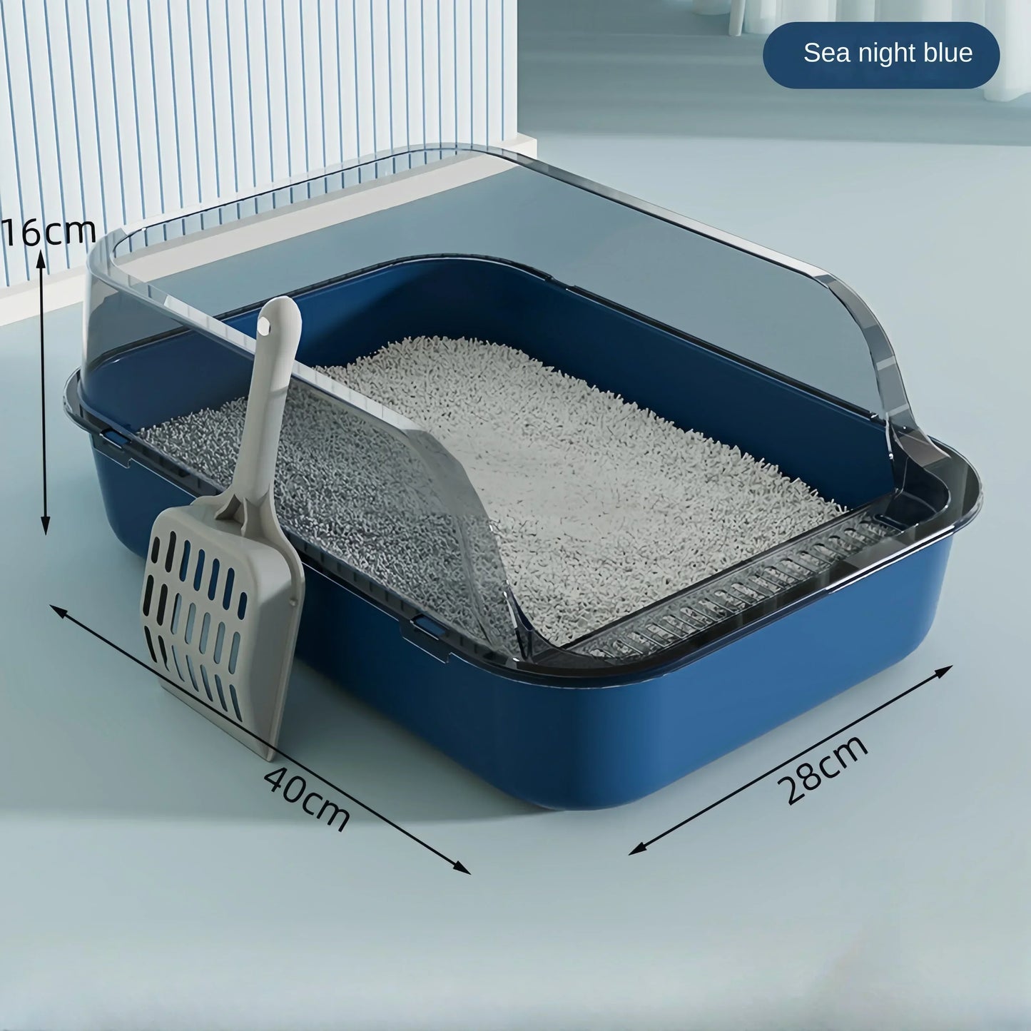 Open Cat Litter Box – Semi-Enclosed, High-Sided & Splashproof