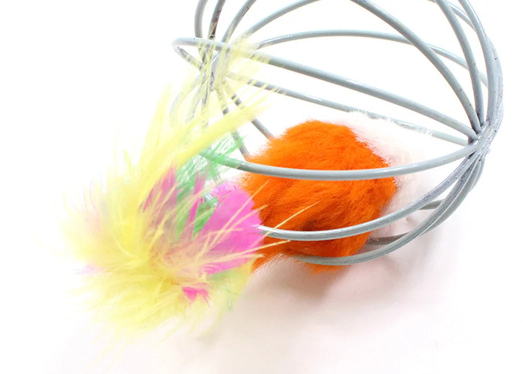 Funny Feather Mice Ball Cage – Exciting & Interactive Kitten Toy