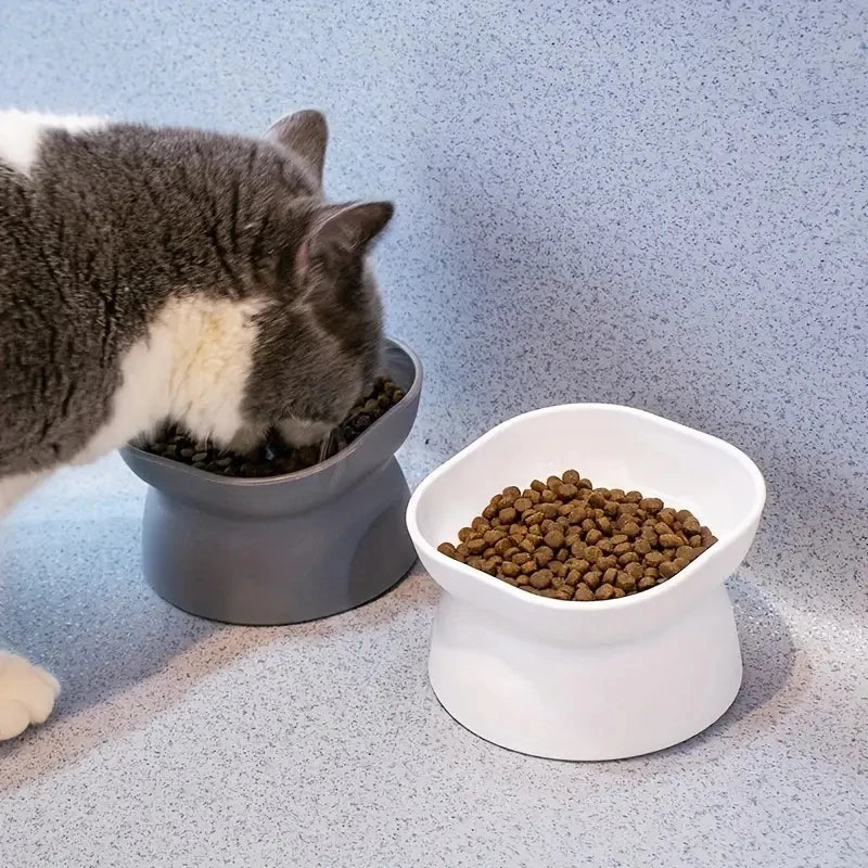 Classic Neck Protection & Anti-Rollover Pet Bowl – Comfortable Mealtime for Cats