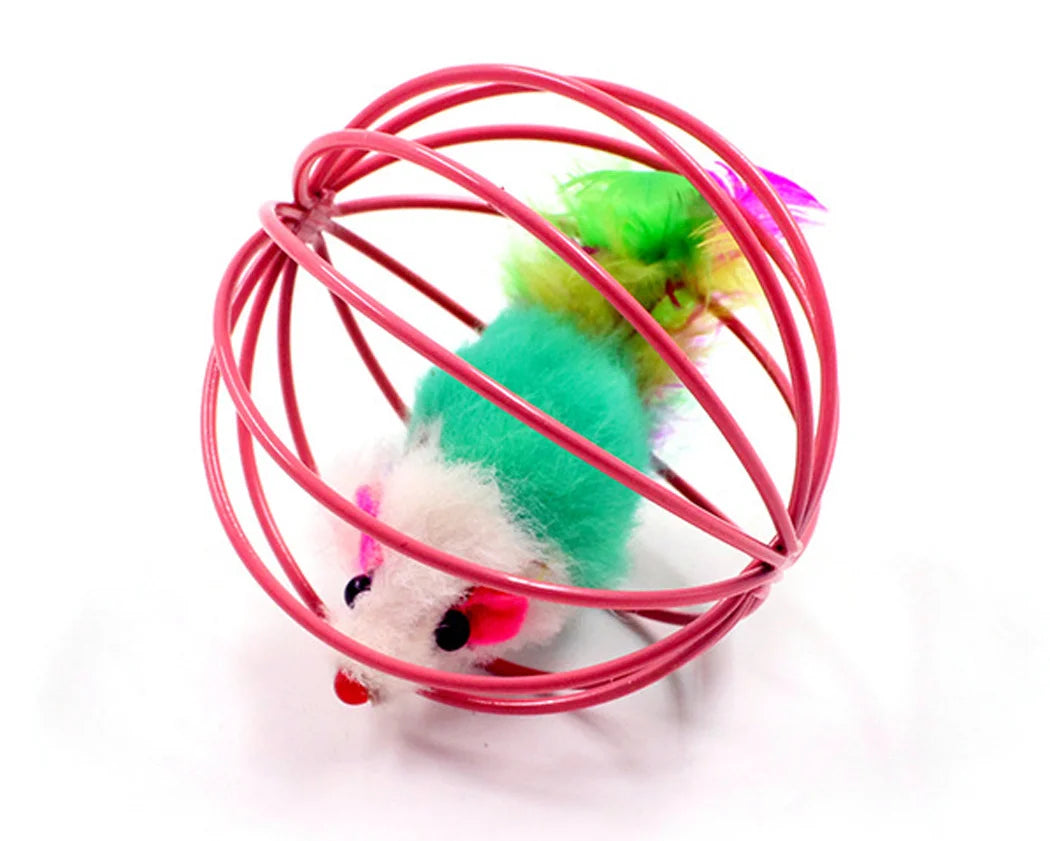 Funny Feather Mice Ball Cage – Exciting & Interactive Kitten Toy