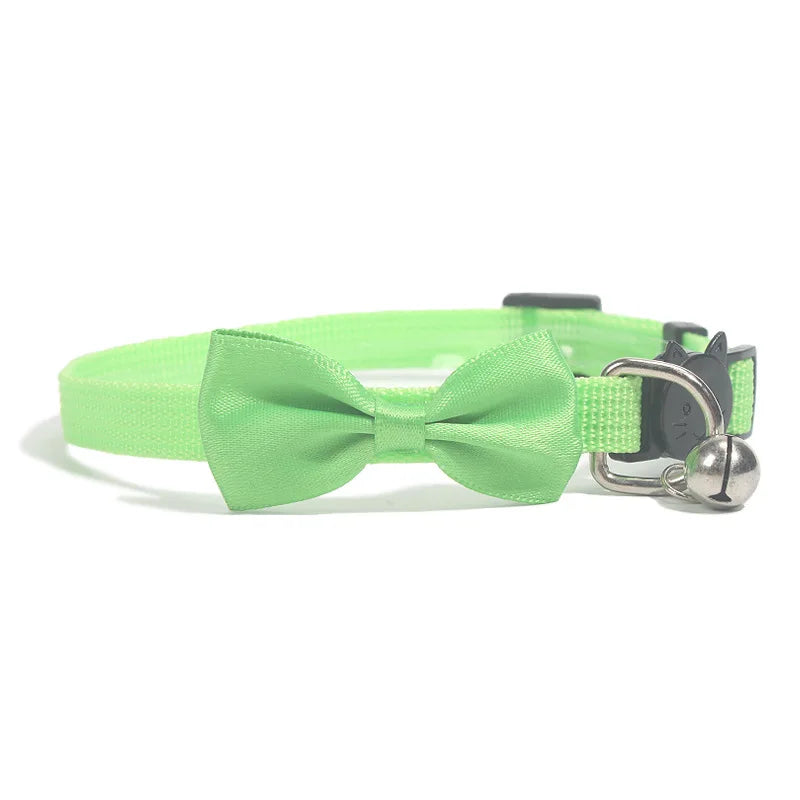 Adjustable Pet Collar with Bow & Bell – Cute & Comfortable