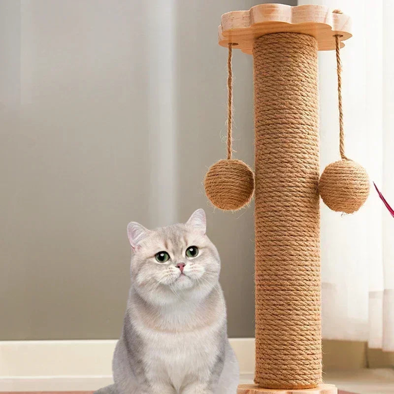 Solid Wood Cat Turntable with Scratching Post – Fun & Durable Playtime