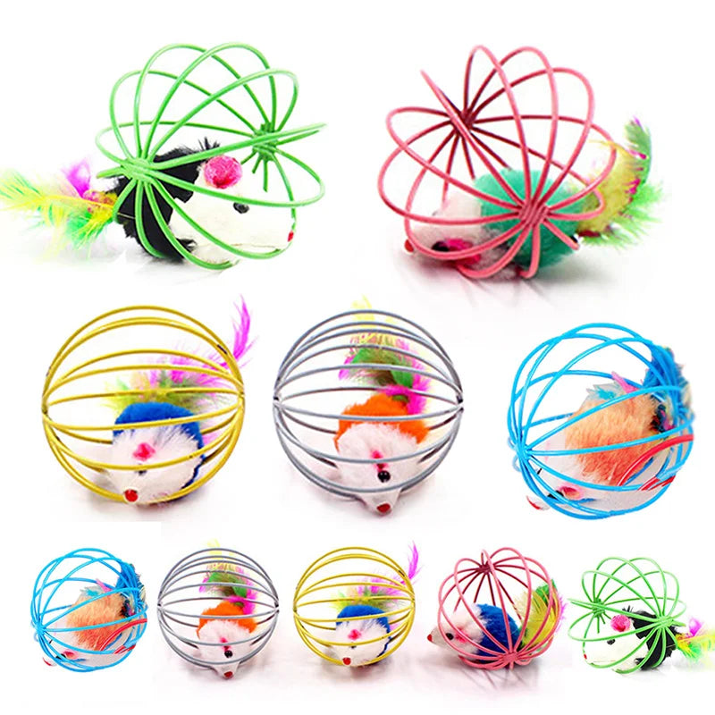 Funny Feather Mice Ball Cage – Exciting & Interactive Kitten Toy