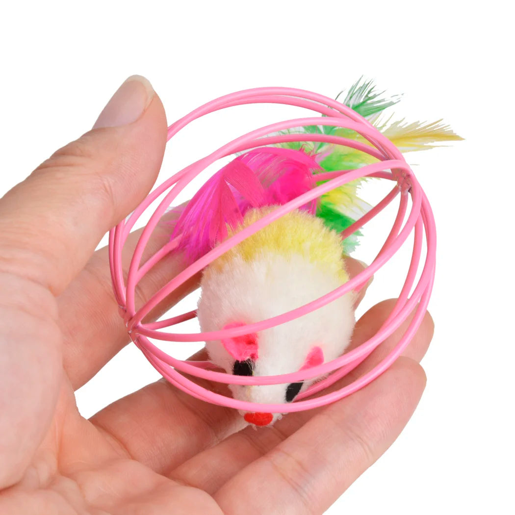 Funny Feather Mice Ball Cage – Exciting & Interactive Kitten Toy