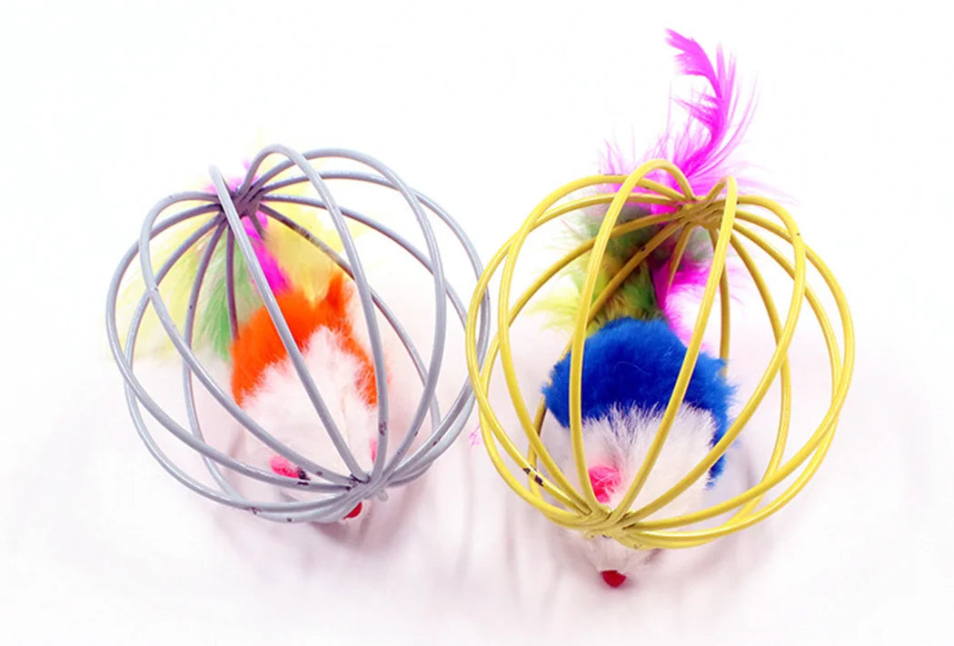 Funny Feather Mice Ball Cage – Exciting & Interactive Kitten Toy