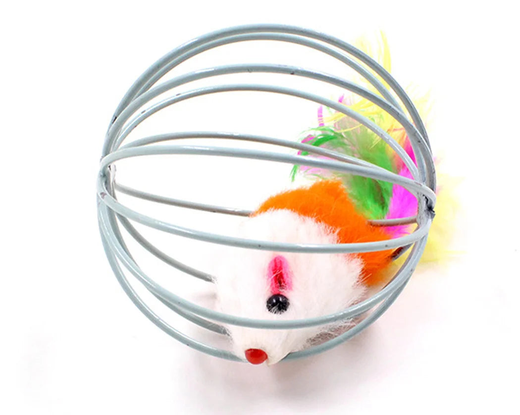 Funny Feather Mice Ball Cage – Exciting & Interactive Kitten Toy