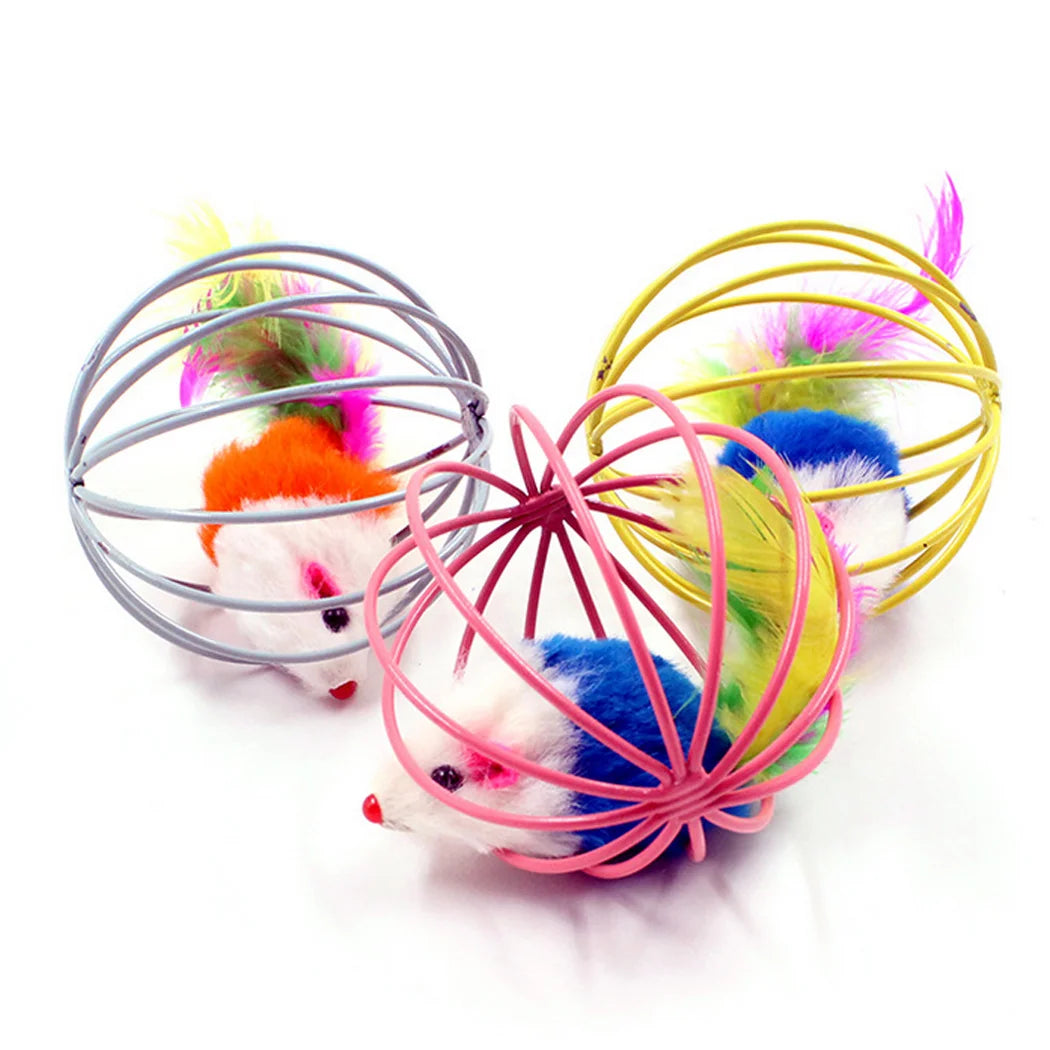 Funny Feather Mice Ball Cage – Exciting & Interactive Kitten Toy